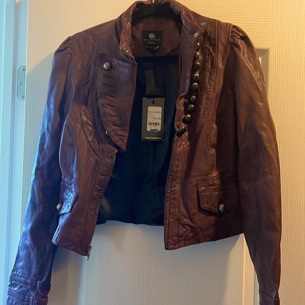 Rock & Republic Purple Leather Moto Jacket